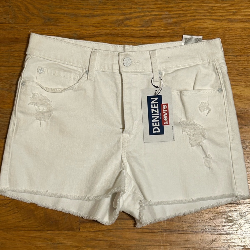 Denizen From Levi’s High Rise‎ Shortie White Jean Shorts Size 11 NEW with Tags